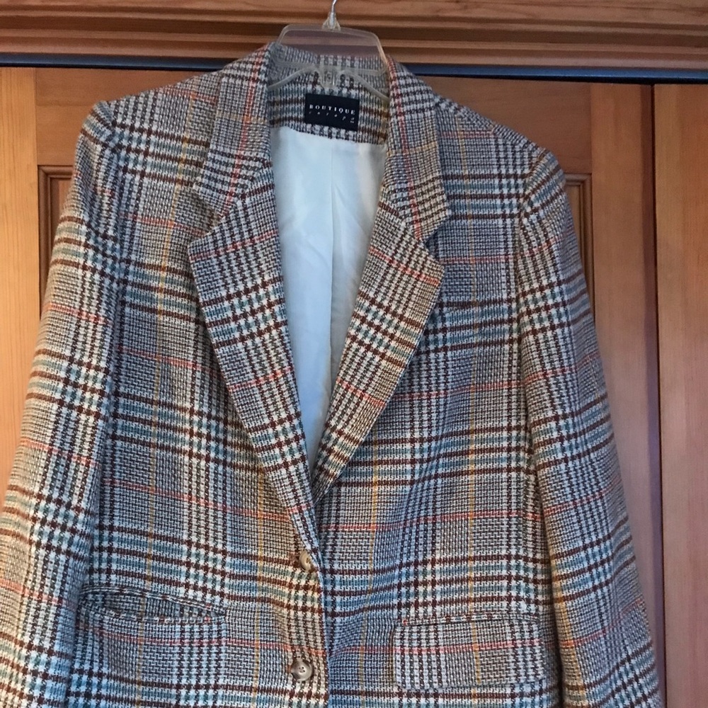 Wool, size 16 multi-colored, 2 button blazer